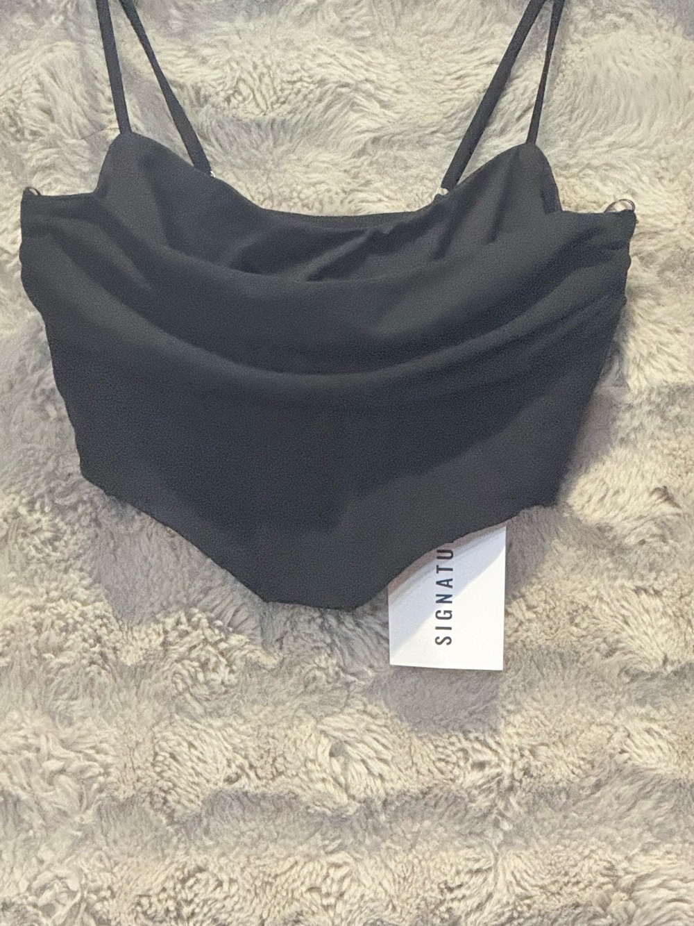 Signature Black Cowl Neck Crop Top